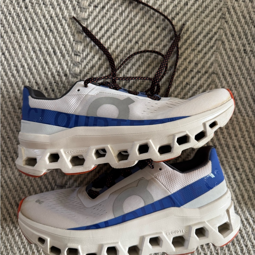 On Running Cloudtec White and Blue Athletic Sneakers